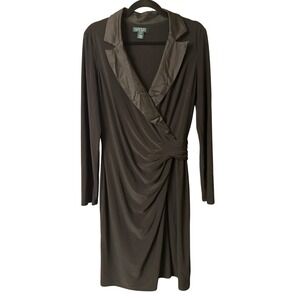 Lauren Ralph Lauren‎ Black Long Sleeve Dress Size 12 Polyester & Elastane Blend